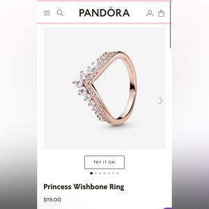 PANDORA Princess Wishbone Ring in rose gold.